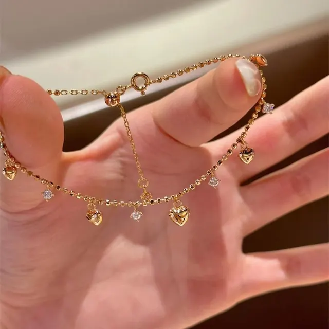 Love Pendant Design Sense All matching Graceful Fashion Twin Bracelet Golden - Shop at LoveMi