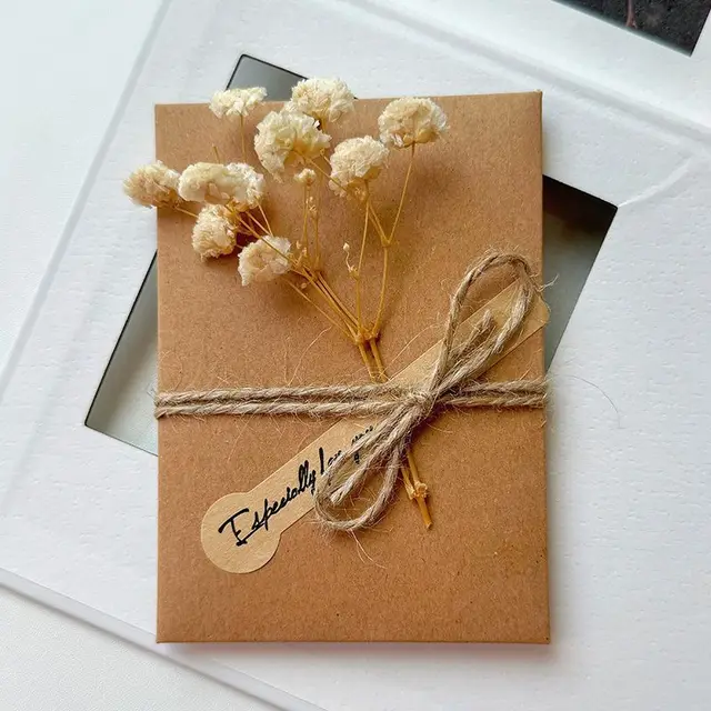 Starry Sky Dried Flower Handwritten Thank You Greeting Card Large Starry White - Shop at LoveMi
