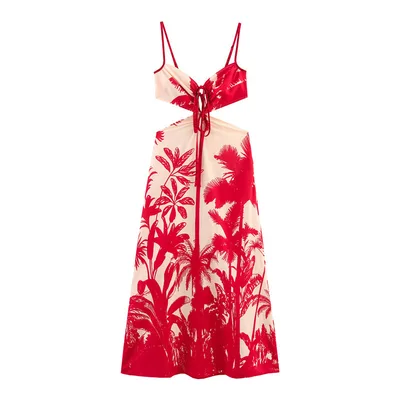Women's Fashion Simple Vacation Style Sling Dress Red - Shop at LoveMi