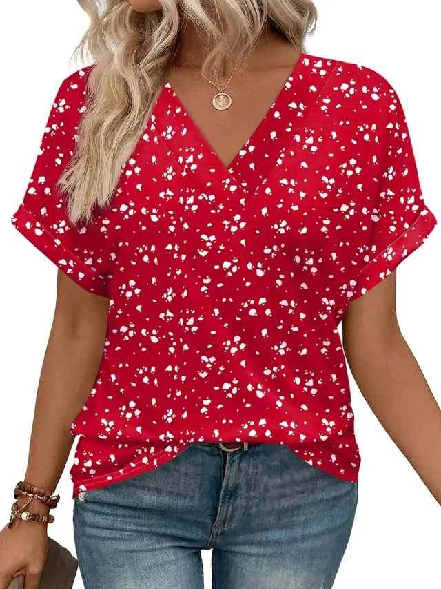 Women's Casual Round Neck Striped T shirt Top Red - Shop at LoveMi