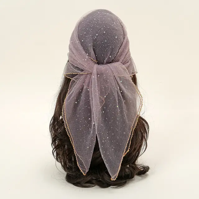 Hot Drilling Temperament Wild Fashion Decorative Silk Scarf 10 Light Purple - Shop at LoveMi