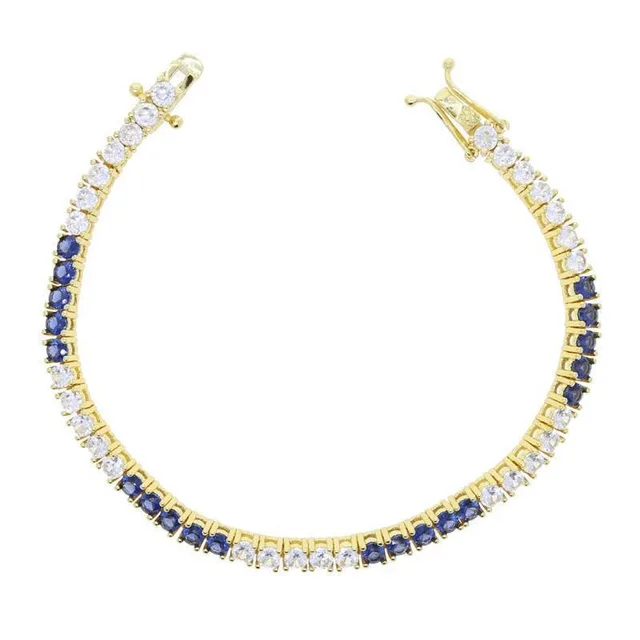Geometric CZ Tennis Bracelet For Women Paved Different Shape B5002 Blue Wheel - Shop at LoveMi