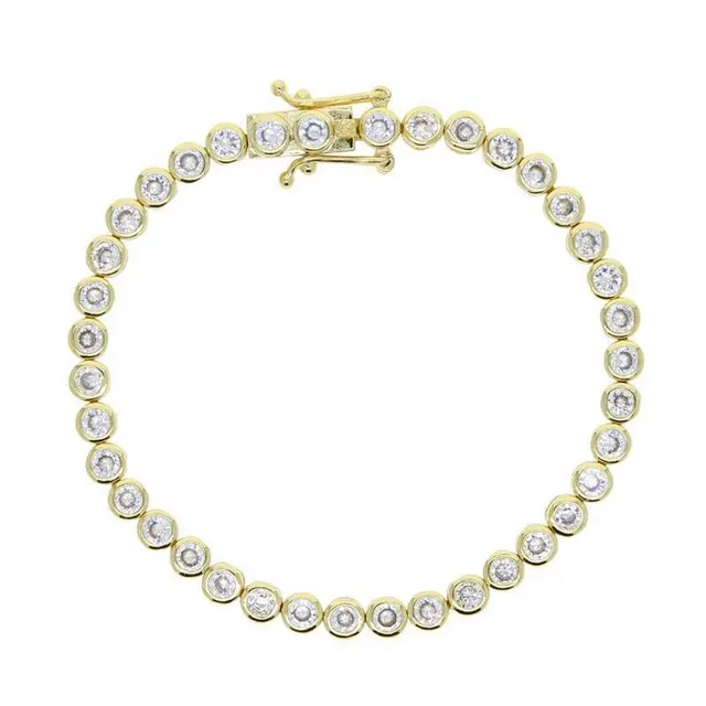 Geometric CZ Tennis Bracelet For Women Paved Different Shape B5023 Golden Wheel - Shop at LoveMi