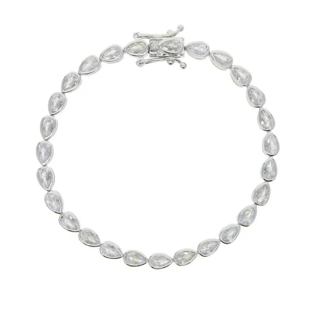Geometric CZ Tennis Bracelet For Women Paved Different Shape B5023 Silver Drops - Shop at LoveMi