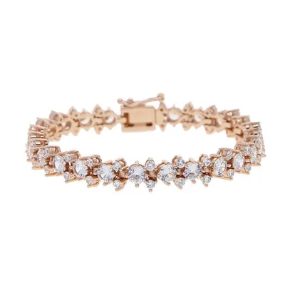 Geometric CZ Tennis Bracelet For Women Paved Different Shape Yb25 Rose Gold - Shop at LoveMi