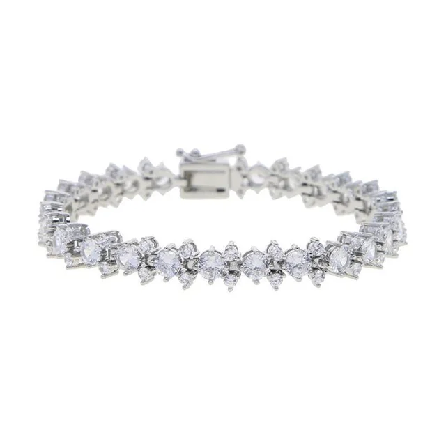 Geometric CZ Tennis Bracelet For Women Paved Different Shape Yb25 Silver - Shop at LoveMi