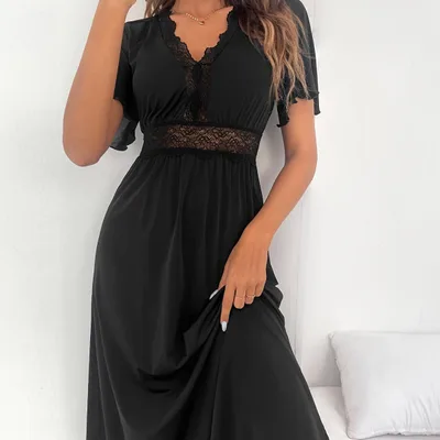 Ladies Fashion Summer New Solid Color Dress Black - Shop at LoveMi