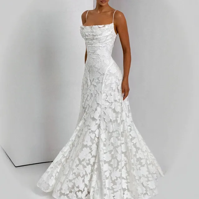 Slim fit Sling Backless Lace Up Design Dress White - Shop at LoveMi