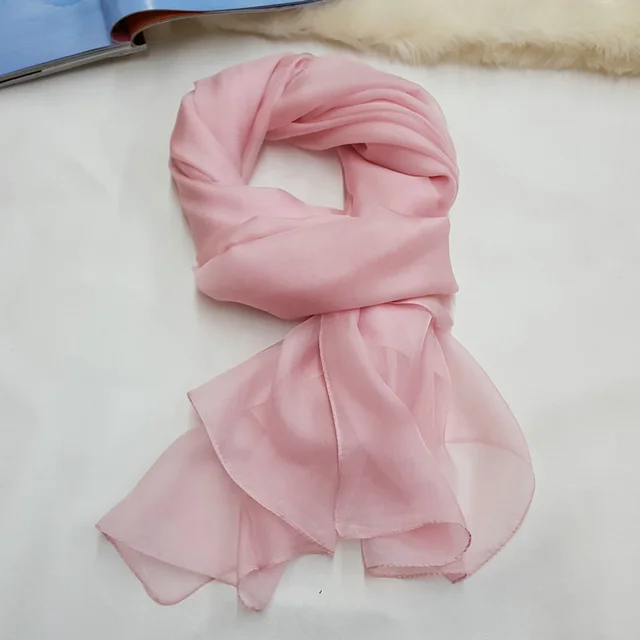 Pure Color Elegant Women's Silk Scarf For All Seasons Cherry Blossom - Shop at LoveMi