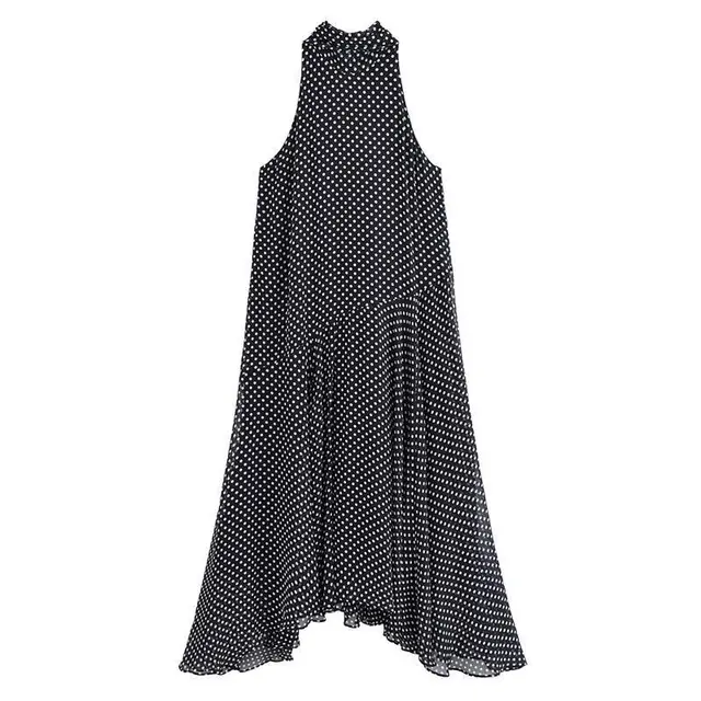 Polka Dot Halter Spring Foreign Trade Leisure Dress Black - Shop at LoveMi