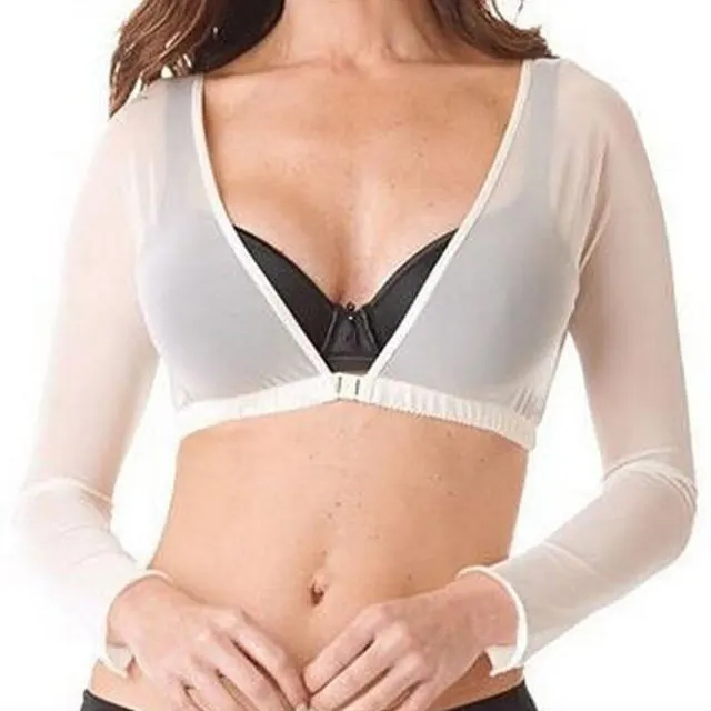 Women's Simple Pure Color Mesh Long sleeved Top White - Shop at LoveMi