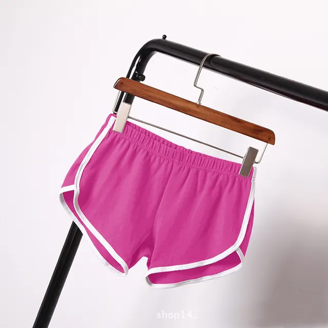 Solid Color Breathable Workout Shorts Women's Candy Color Hot Pants Shorts Rose Red - Shop at LoveMi