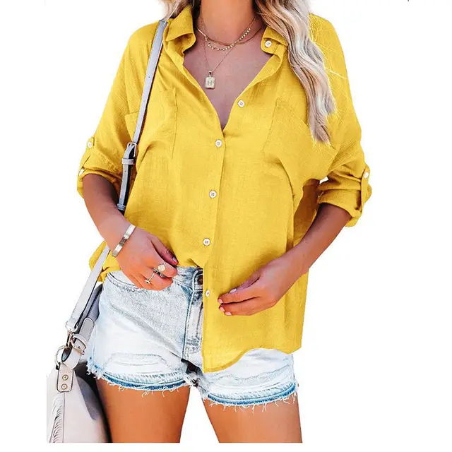 Women's European And American Fashion Casual Top Yellow - Shop at LoveMi