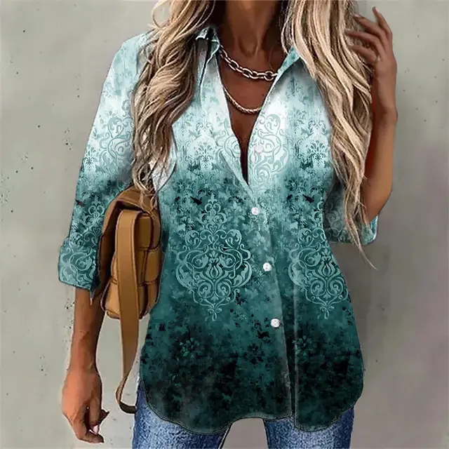 Tie dyed Printed Button Long sleeved Shirt Green - Shop at LoveMi