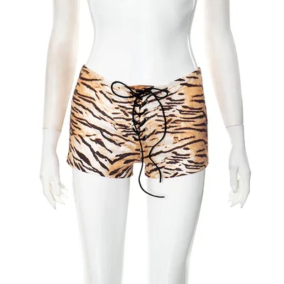 Women's Sexy American Tiger Stripe Pattern Rope Shorts Tiger Pattern - Shop at LoveMi