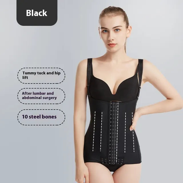 Waist And Abdomen Liposuction Body Shaping Clothes Elastic Waist Tight Elastic Sleeve Black - Shop at LoveMi