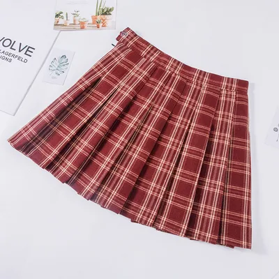 Plaid Pleated Skirt Women's Autumn And Winter High Waist Short Yellow - Shop at LoveMi