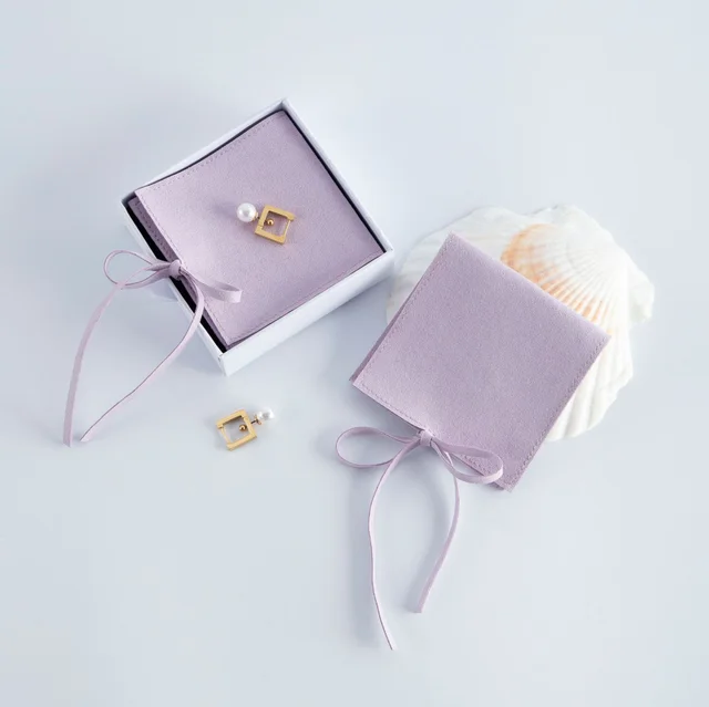 Jewelry Necklace Flannel Bag Watch Packaging Light Purple - Shop at LoveMi