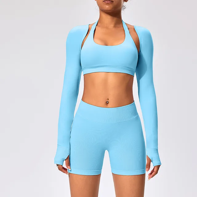 Wear A Sports Waistcoat With A Long sleeved Shawl Ice Blue - Shop at LoveMi