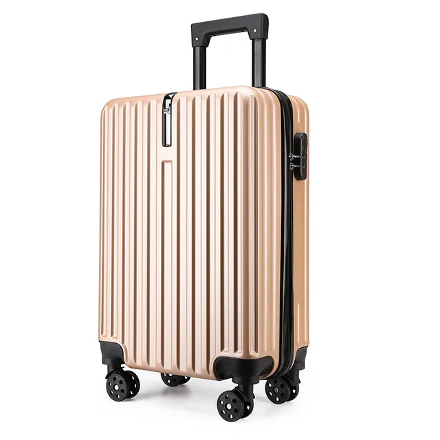 20 inch Large Capacity Student Suitcase Business Striped Trolley Case Gold - Shop at LoveMi