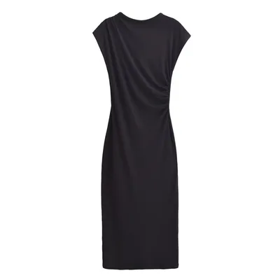 Spring And Summer New Round Neck Short Sleeve Pleated Dress Women Black Round Collar Skirt - Shop at LoveMi