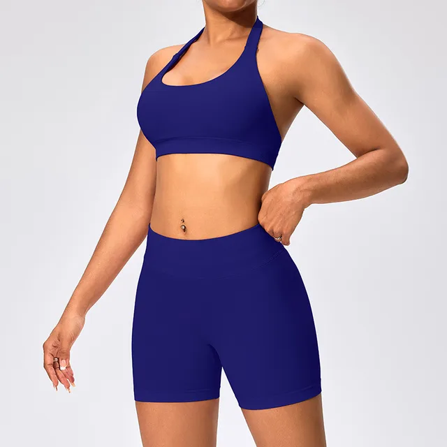 A Fashionable Sportswear Set With Thin Straps And A Beautiful Back Dark Indigo - Shop at LoveMi