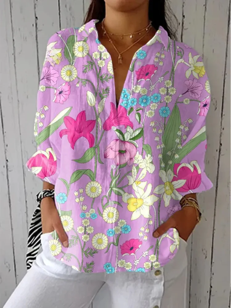 Women's Creative Fashion 3D Printing Lapel Casual Shirt - Style 1-Xl - View 1