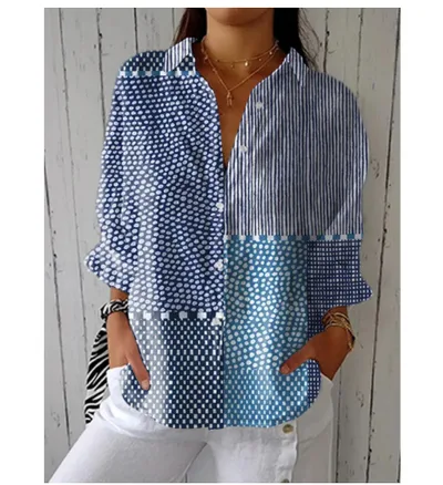 Women's Creative Fashion 3D Printing Lapel Casual Shirt Sx5885 L - Shop at LoveMi