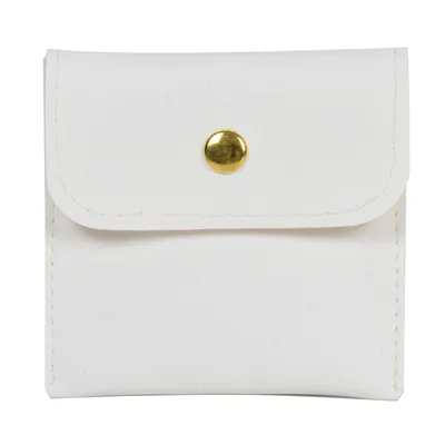New Leather PU Leather Button Bag Flip Jewelry Jewelry Storage Bag Beige - Shop at LoveMi