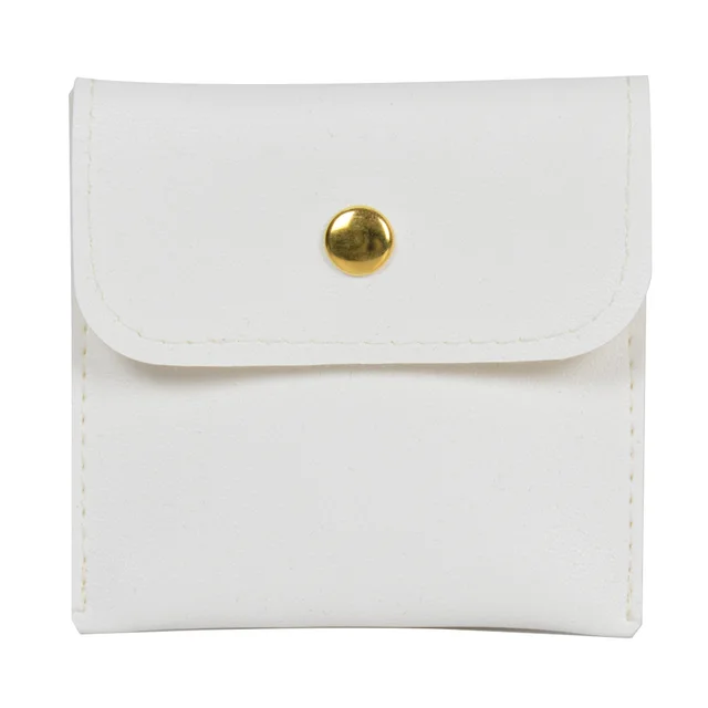 New Leather PU Leather Button Bag Flip Jewelry Jewelry Storage Bag Beige - Shop at LoveMi