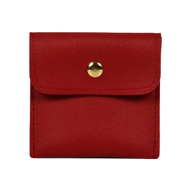 New Leather PU Leather Button Bag Flip Jewelry Jewelry Storage Bag Wine Red - Shop at LoveMi