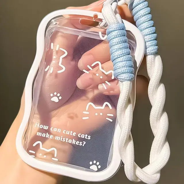 Simple Cat Student Card Cover Ins Niche Clip Clip With Rope - Shop at LoveMi