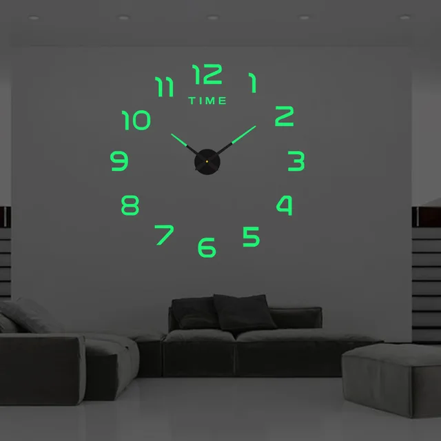 Creative Night Light Silent Clock Decorative Wall Stickers Luminous - Shop at LoveMi