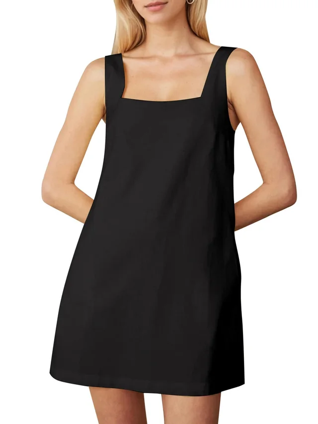 Short Korean Vest Dress Solid Color Black - Shop at LoveMi