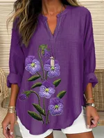 Women's 3D Digital Printing Fashion Round Neck Loose Shirt - Style35-L