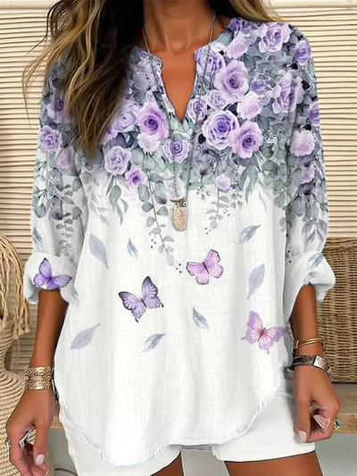 Women's 3D Digital Printing Fashion Round Neck Loose Shirt Style42 M - Shop at LoveMi