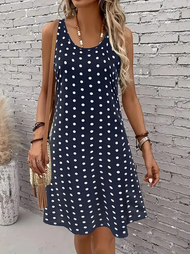 Women's 3D Digital Printing Sleeveless Round Neck Loose Dress Q3051 - Shop at LoveMi