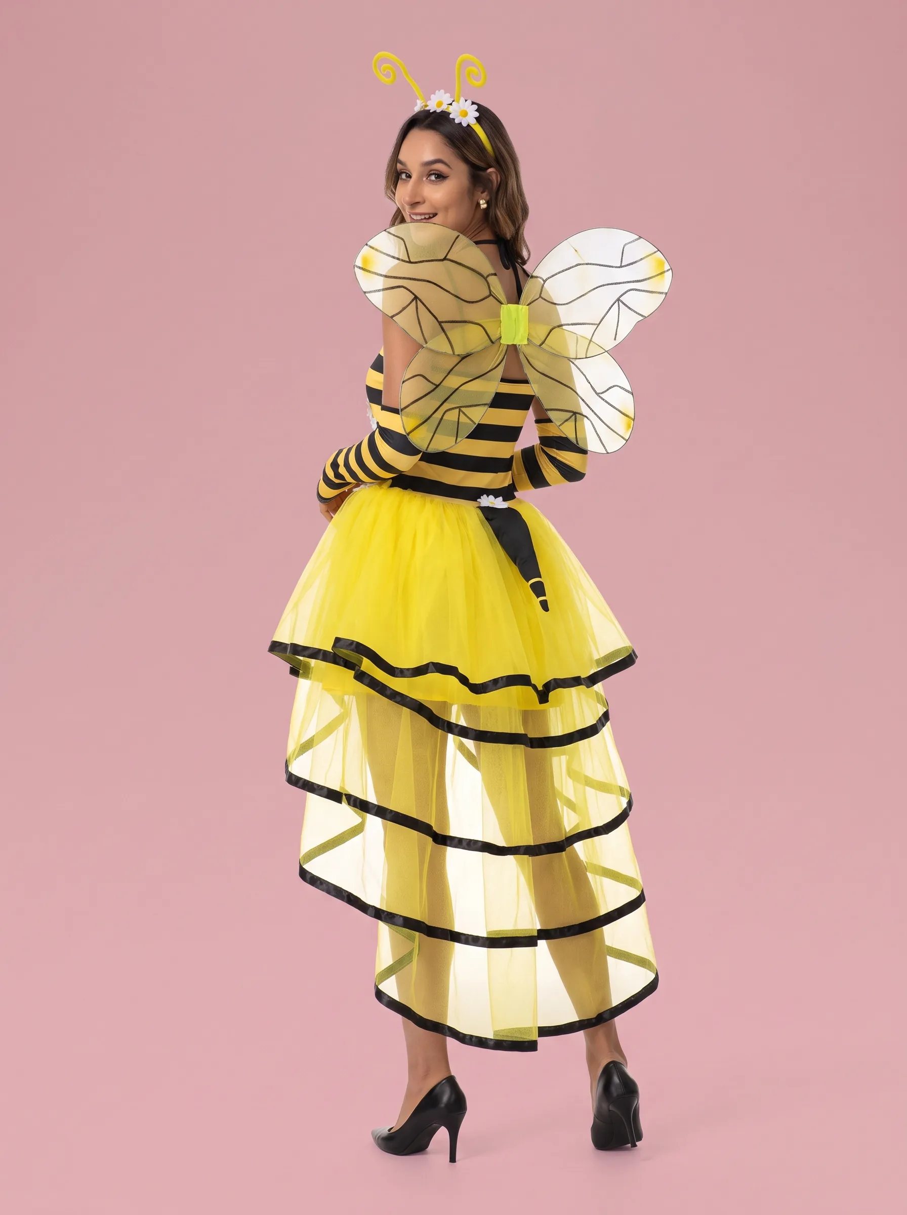 Bee Costume with High-Low Tutu Skirt for Women - Yellow and Black - View 2