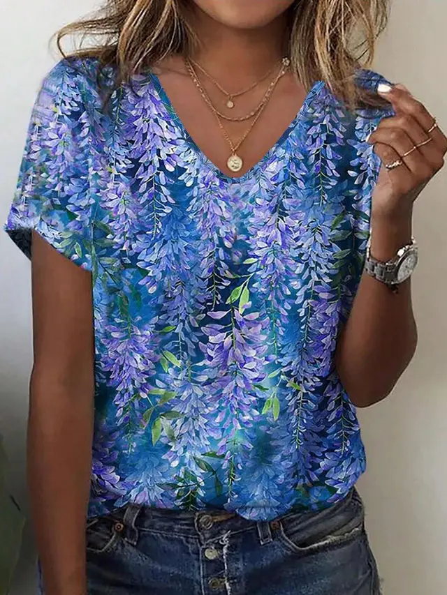 European And American Style Casual Women's Commuter Elegant V neck Short Sleeve Vtzh240410Huaa01 - Shop at LoveMi