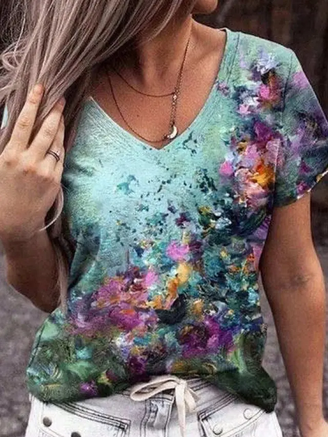 European And American Style Casual Women's Commuter Elegant V neck Short Sleeve Vtzh240410Huaa02 - Shop at LoveMi