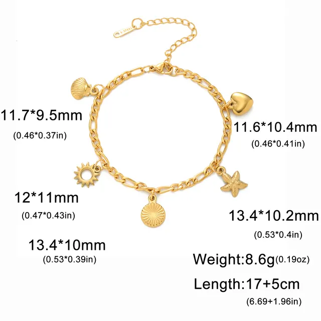 Shell Charm Star INSPIRA Sun Stainless Steel Bracelet 1Style Gold - Shop at LoveMi