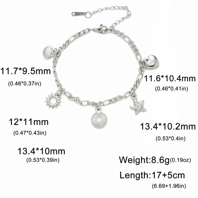 Shell Charm Star INSPIRA Sun Stainless Steel Bracelet 1Style Steel - Shop at LoveMi