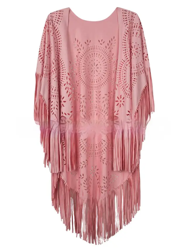 Summer New Women's Blouse Tassel Shawl Cloak Light Pink - Shop at LoveMi