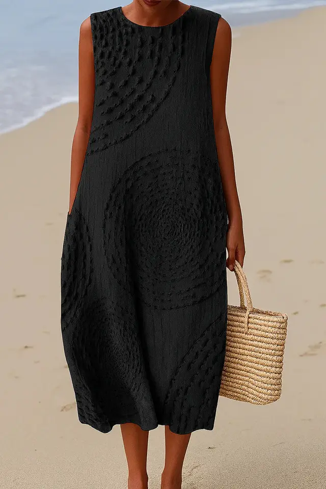 Digital Printing Pattern Sleeveless Round neck Long sleeved Dress Nqz12621 - Shop at LoveMi