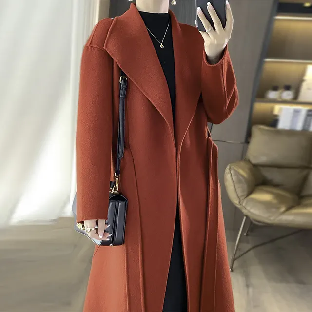 Elegant Woolen Simple Female Tie front Top Angora Red - Shop at LoveMi