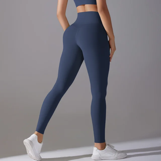 Internet Celebrity High Waist Hip Lift Nude Feel Hot Pants Yoga Pants Women Navy Blue - Shop at LoveMi