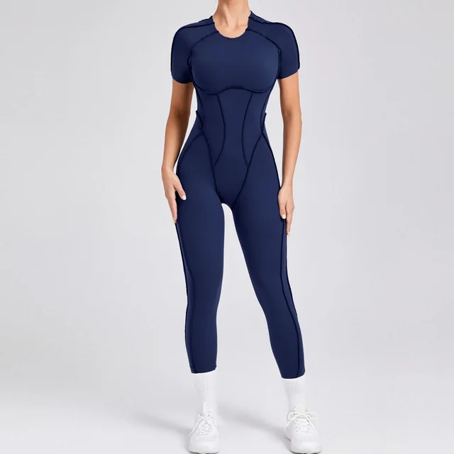 One piece Sports Yoga Jumpsuit 88201 Navy Blue - Shop at LoveMi