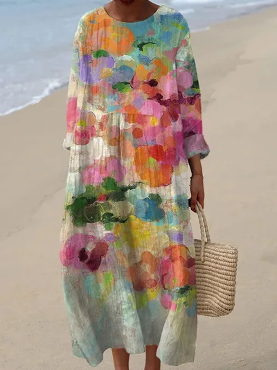 Digital Printing Large Width V neck Long sleeve Dress Style 6 Xl - Shop at LoveMi
