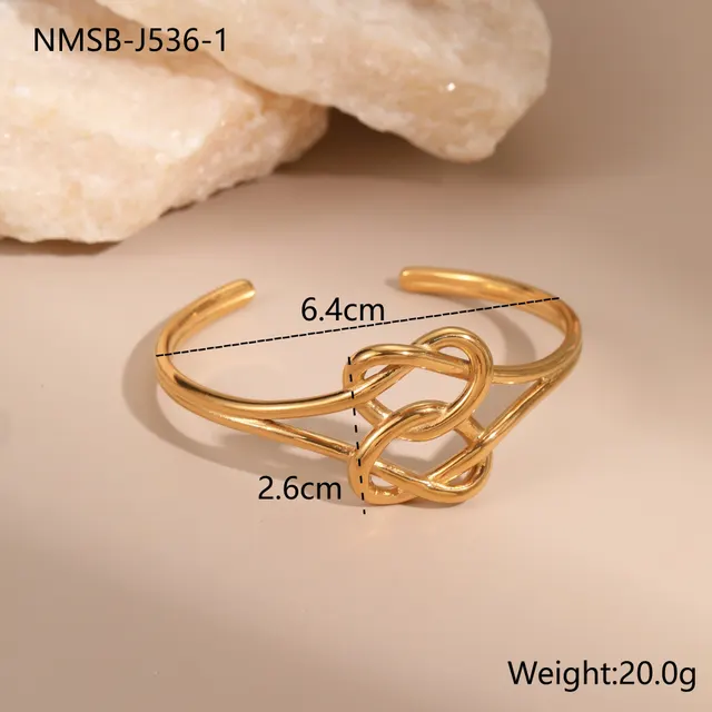 European And American Open Stainless Steel Bracelet 18K Gold Plating Heart shaped Design Sense Nmsbj5361 Pairs Of Love - Shop at LoveMi