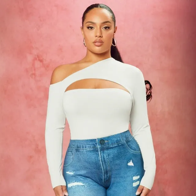 Women's Elegant Intellectual Style New Diagonal Collar Slim Top Beige - Shop at LoveMi
